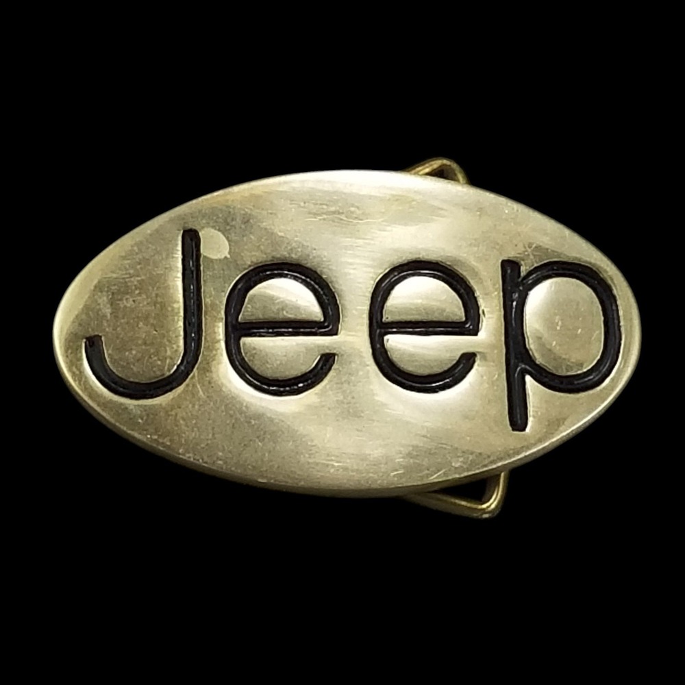 Jeep Belt Buckle Vintage Solid Brass Oval‎ Logo Automotive Accessory Taiwan Made